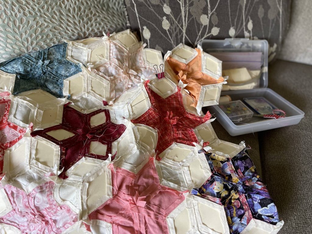 Sand Stars quilt in progress