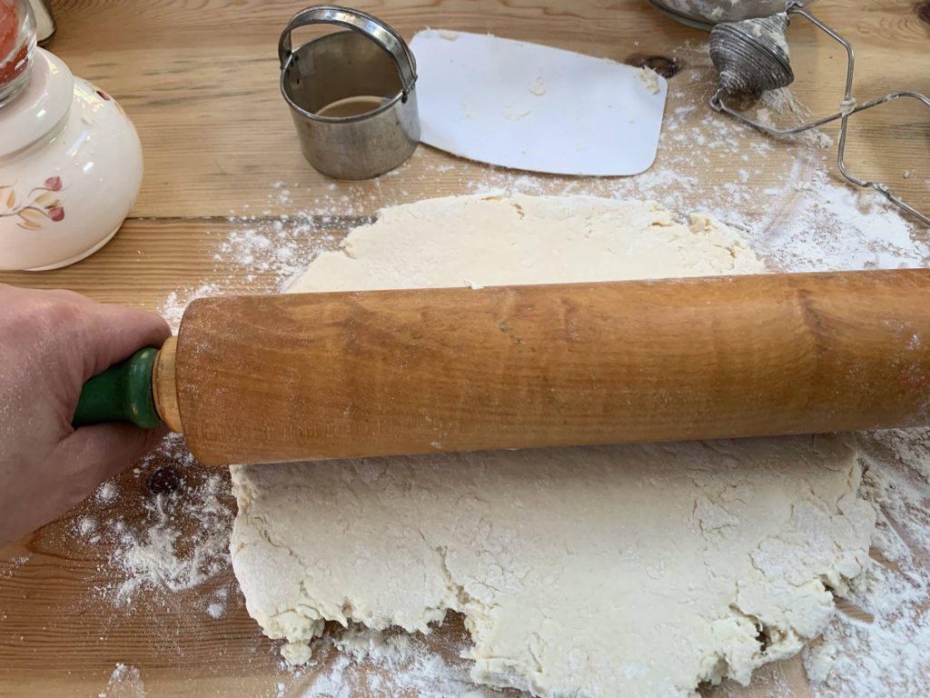 Cream biscuit dough roll out
