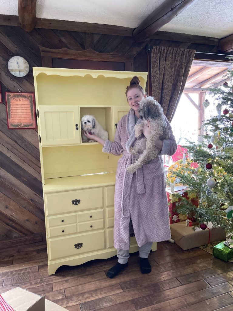 Miriam's yellow art hutch