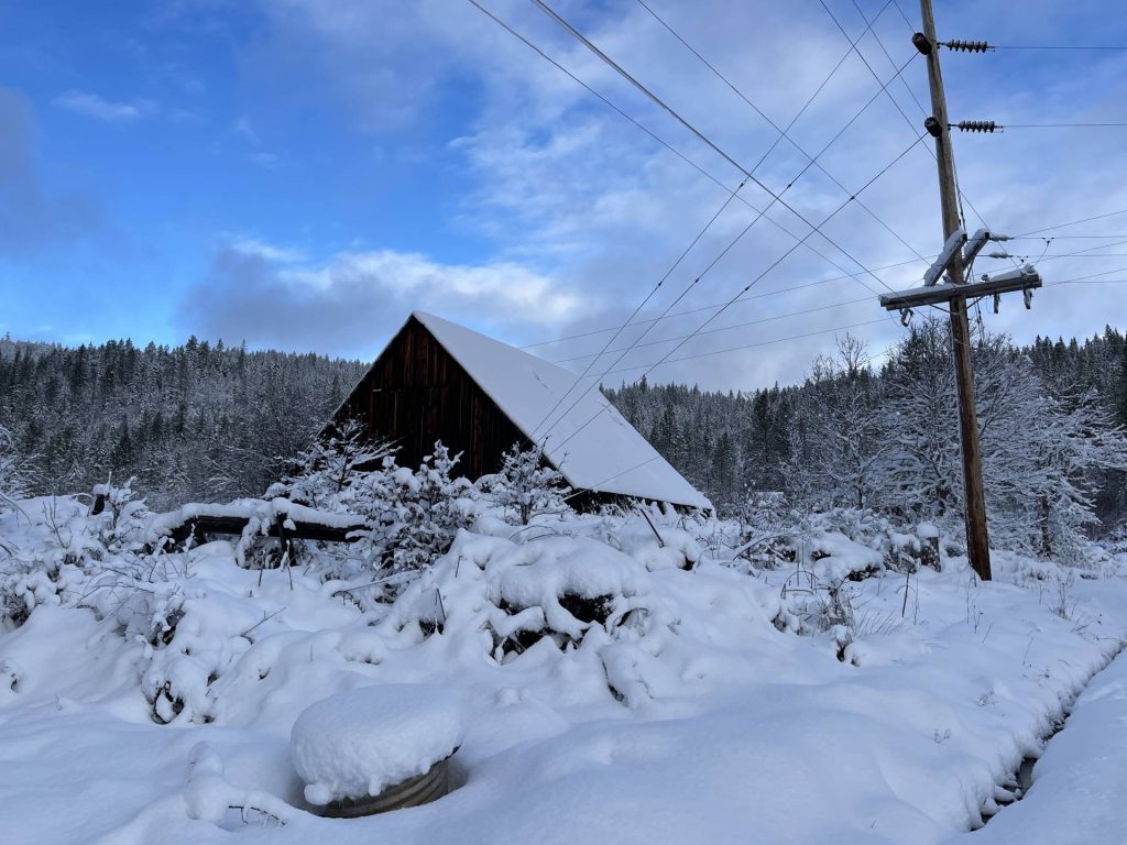 Snowy barn