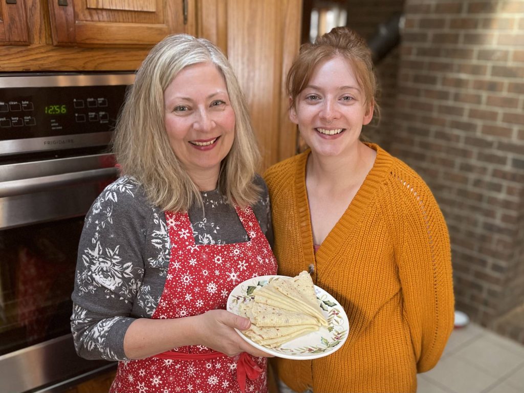 Michele and Miriam with lefse