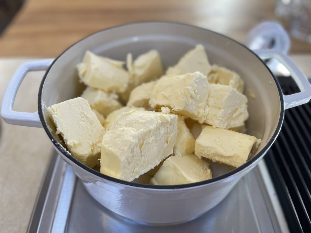 Chunked up butter for ghee