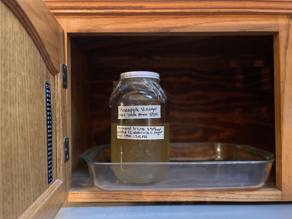 Aging vinegar in fermentation cupboard