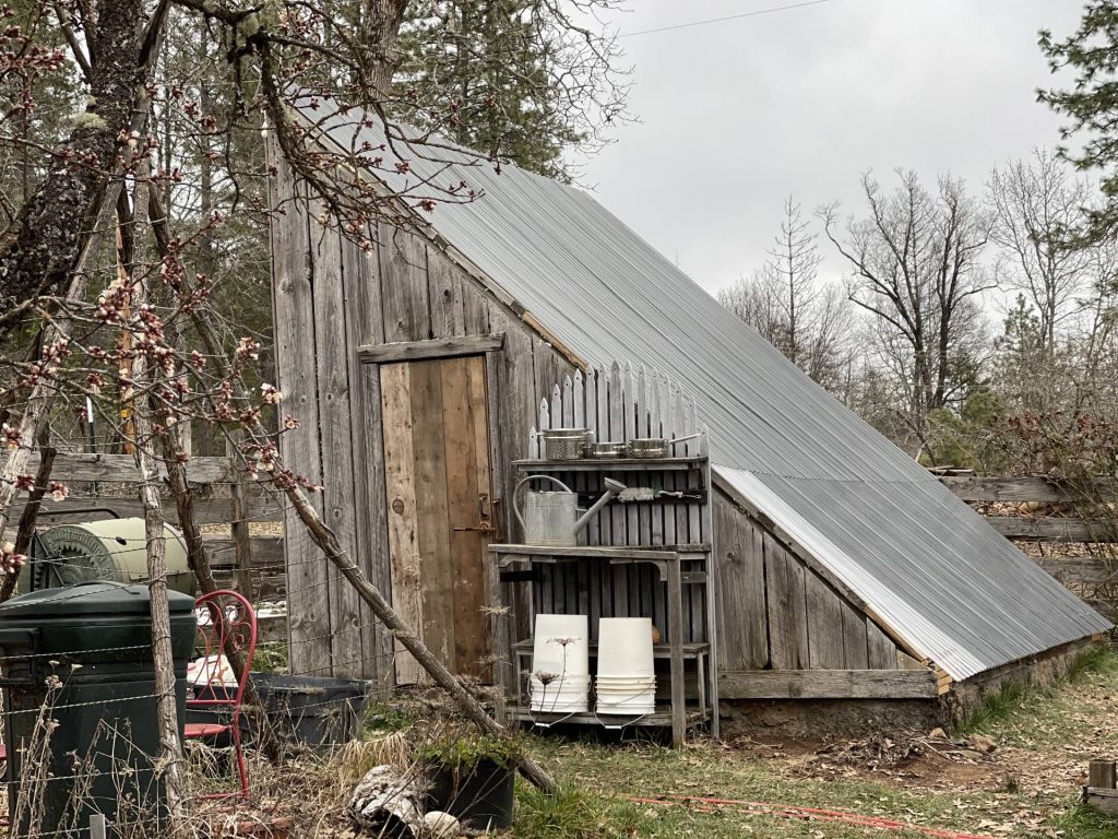 mismatched roof panel on greenhouse