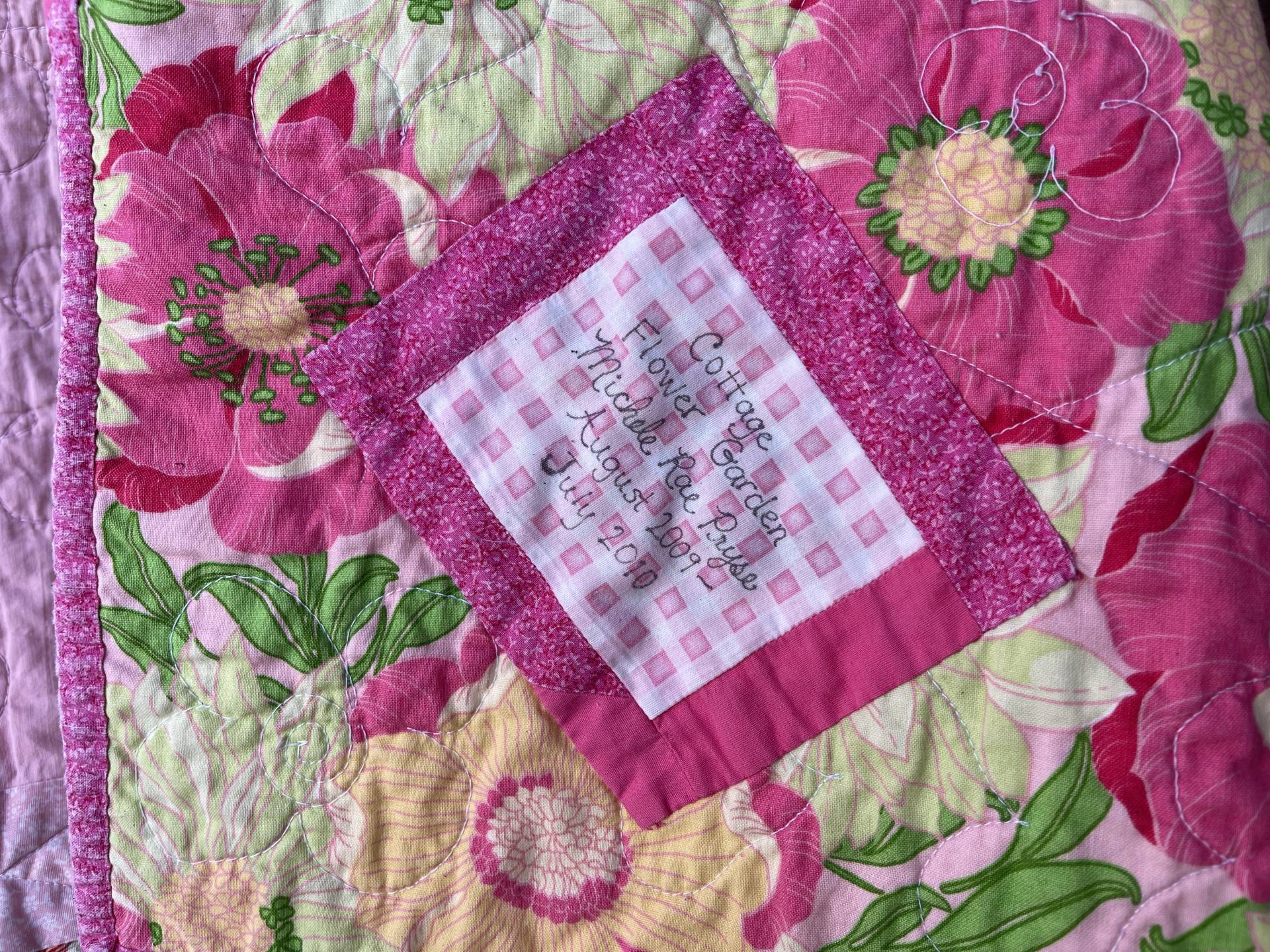 Cottage Flower Garden quilt label