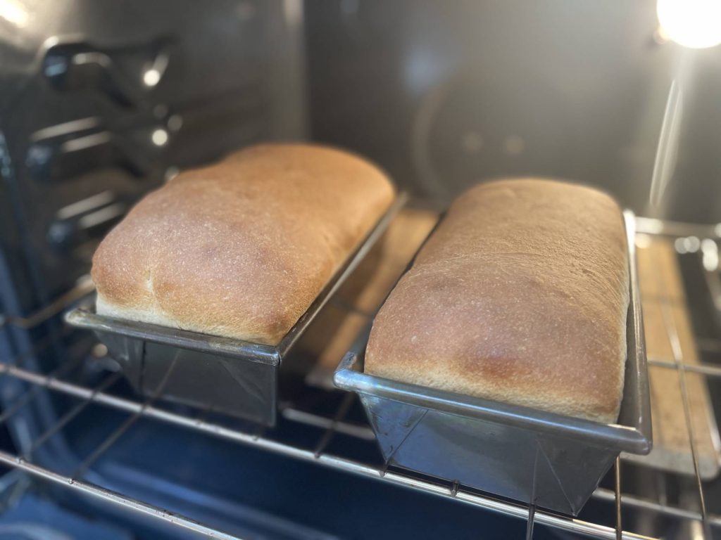 bread in oven