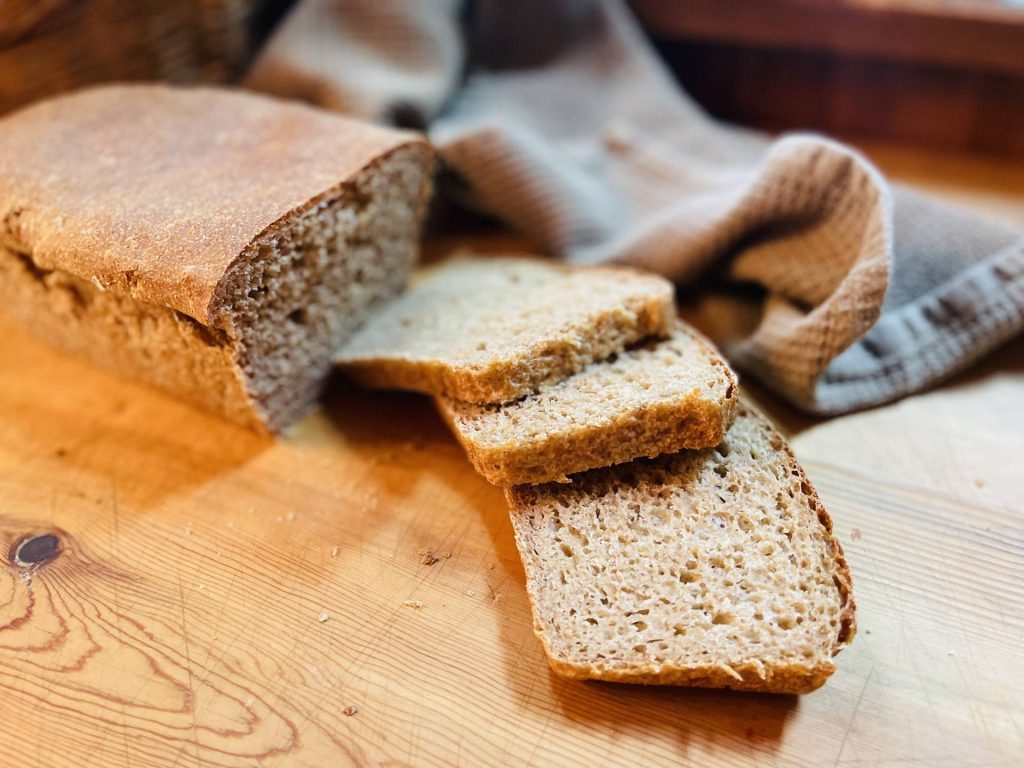 Freezer bread dough, baked and sliced