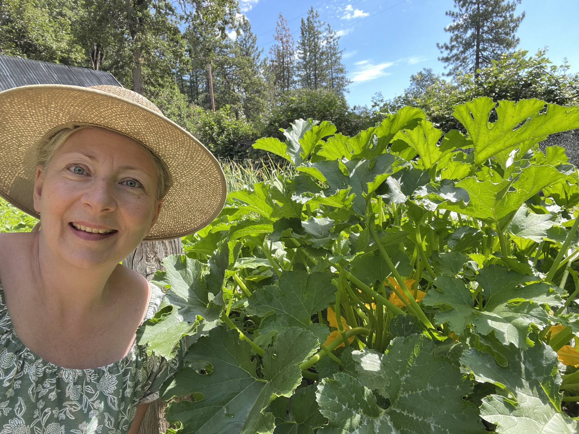 Michele in zucchini patch