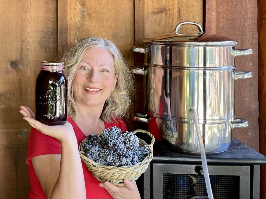 Michele with Back to Basics Nutri-Steamer steam juicer