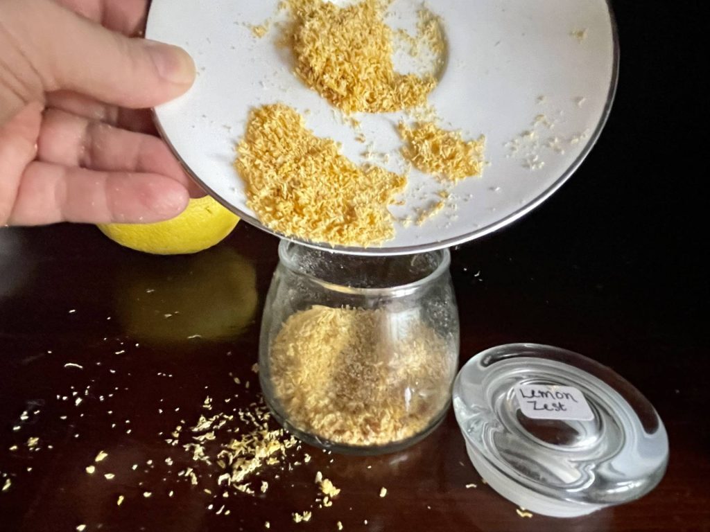 Refilling lemon zest spice jar