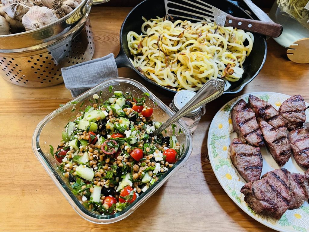 summer meal with tabouli