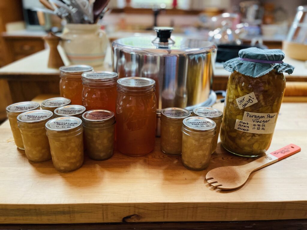 Preserved pear products
