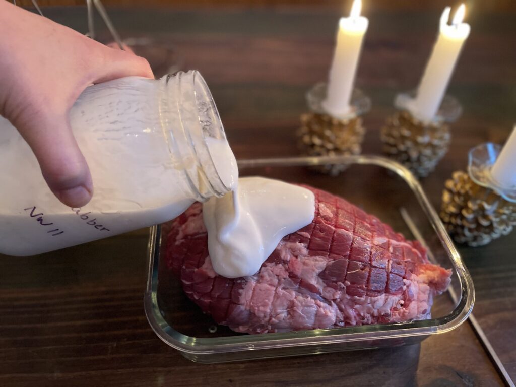 Clabber over beef roast