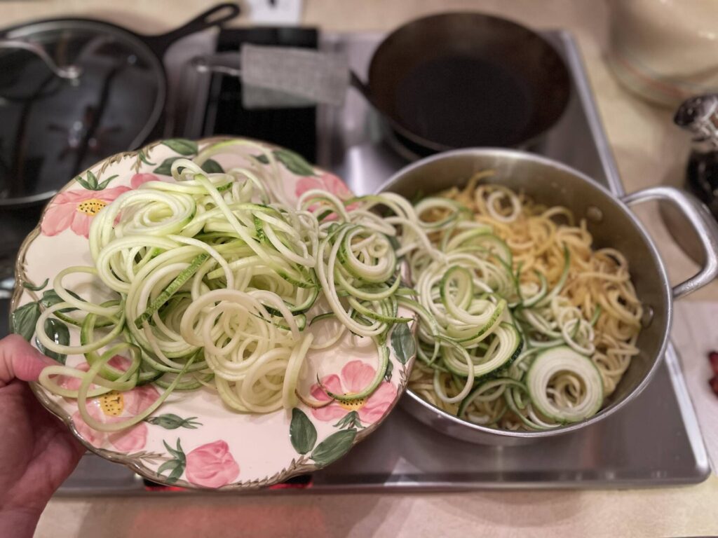 Spiralized zucchini and potato