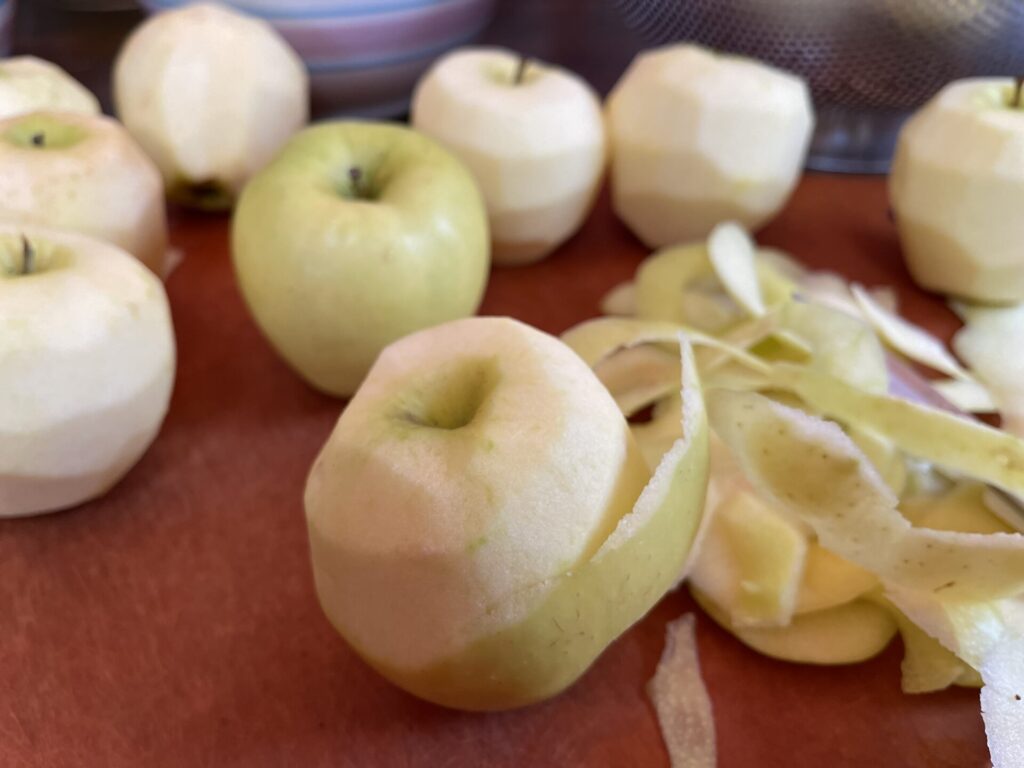 peeling apples