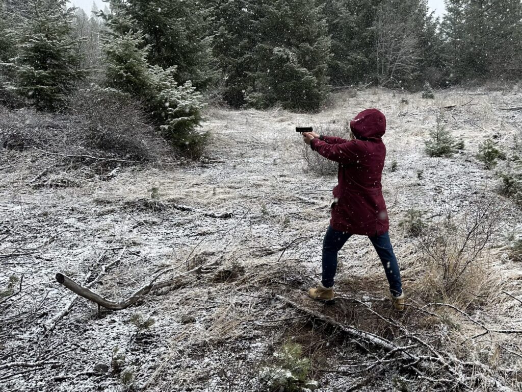 Michele practicing with 9 mm