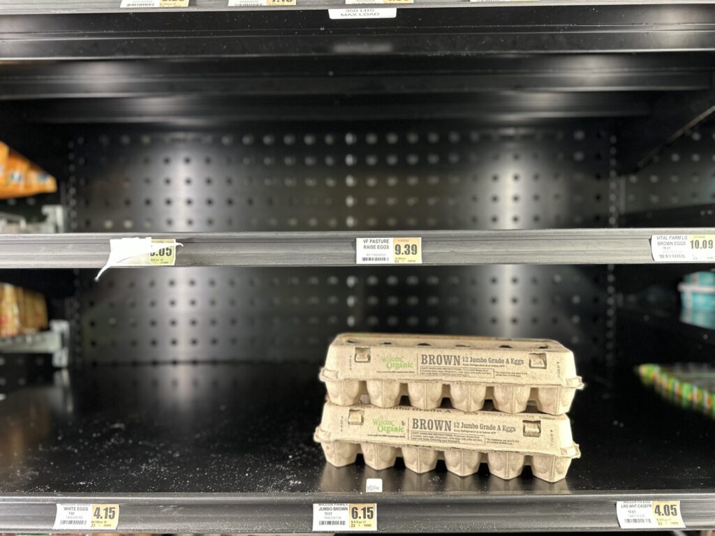 Egg display at Food 4 Less Jan 2023