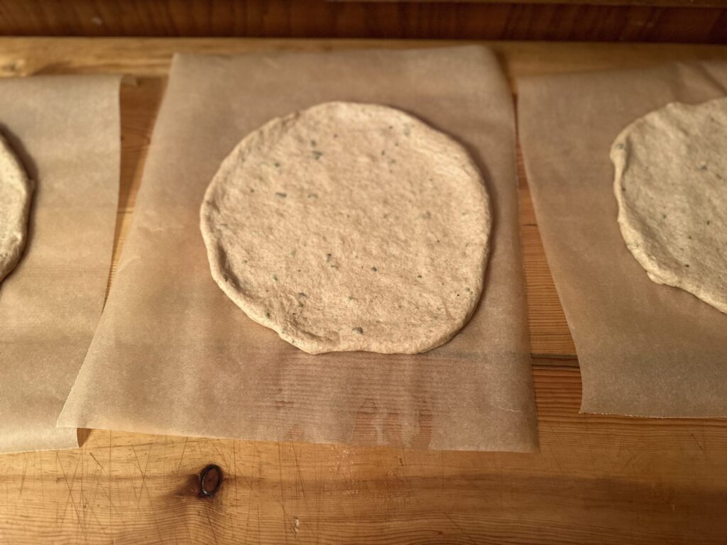 Stretched pizza crusts