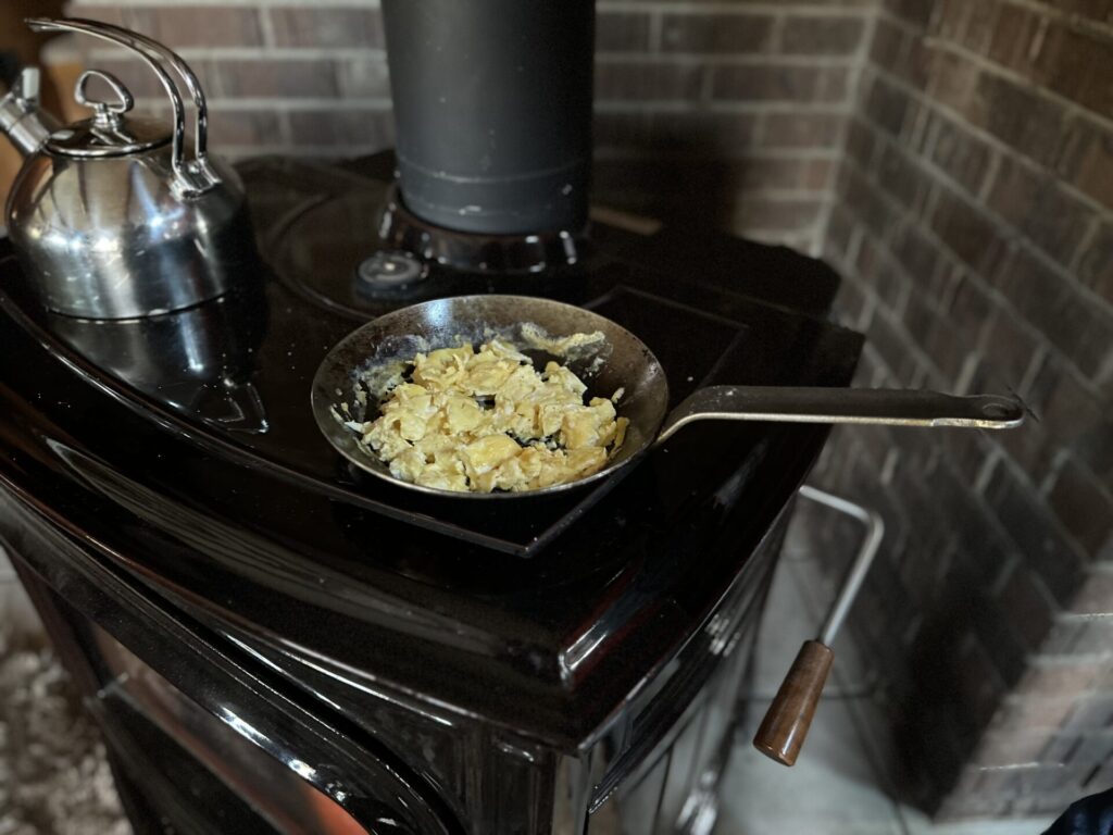 cooking on the wood stove